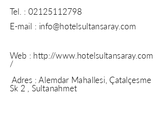 Sultansaray Hotel iletiim bilgileri